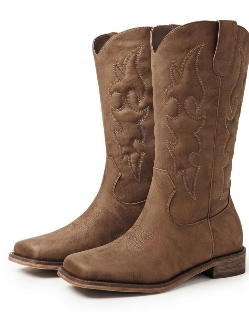 Square Toe Cowboy Boots for Women - Mid Calf Western Cowgirl Boots